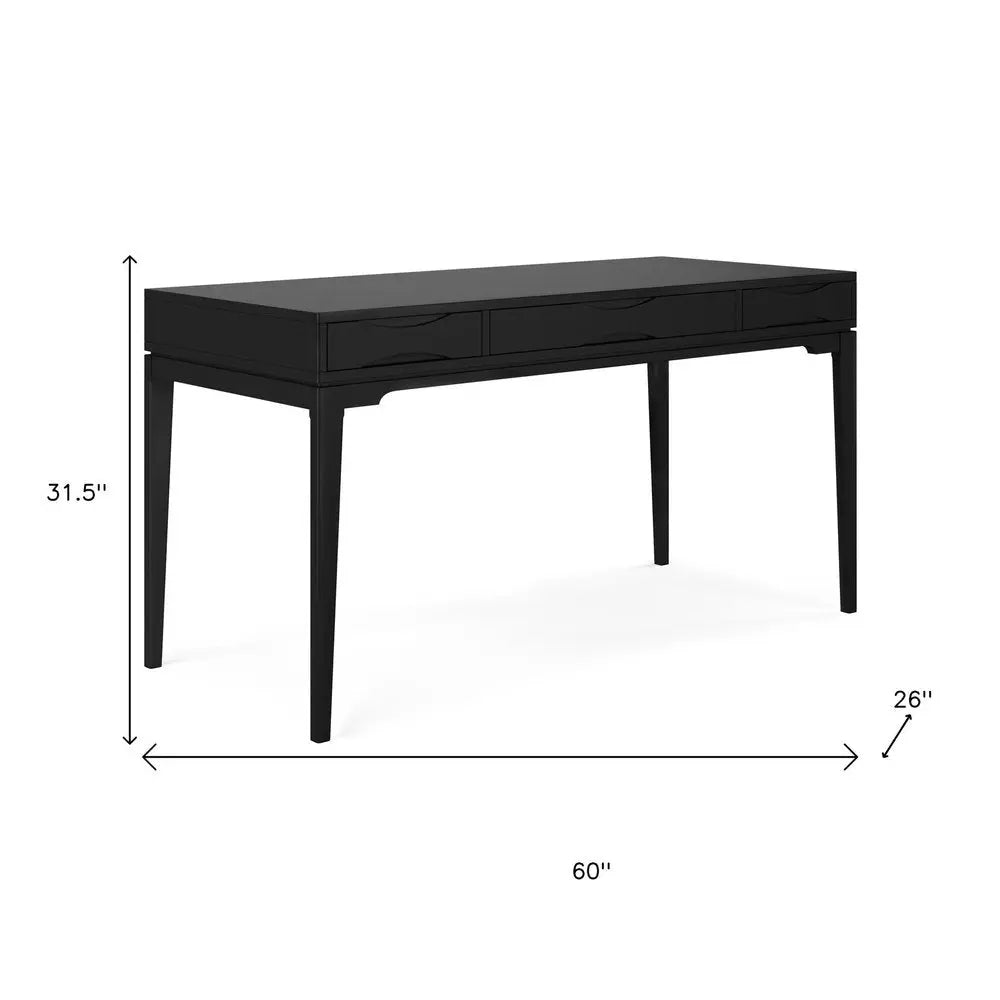 60" Black Wood Computer Desk - NOBLE HOME INTERIORS