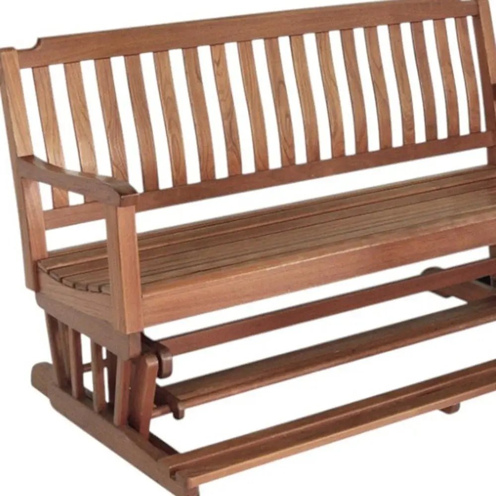 60" Brown Solid Teak Outdoor Glider Bench - NOBLE HOME INTERIORS
