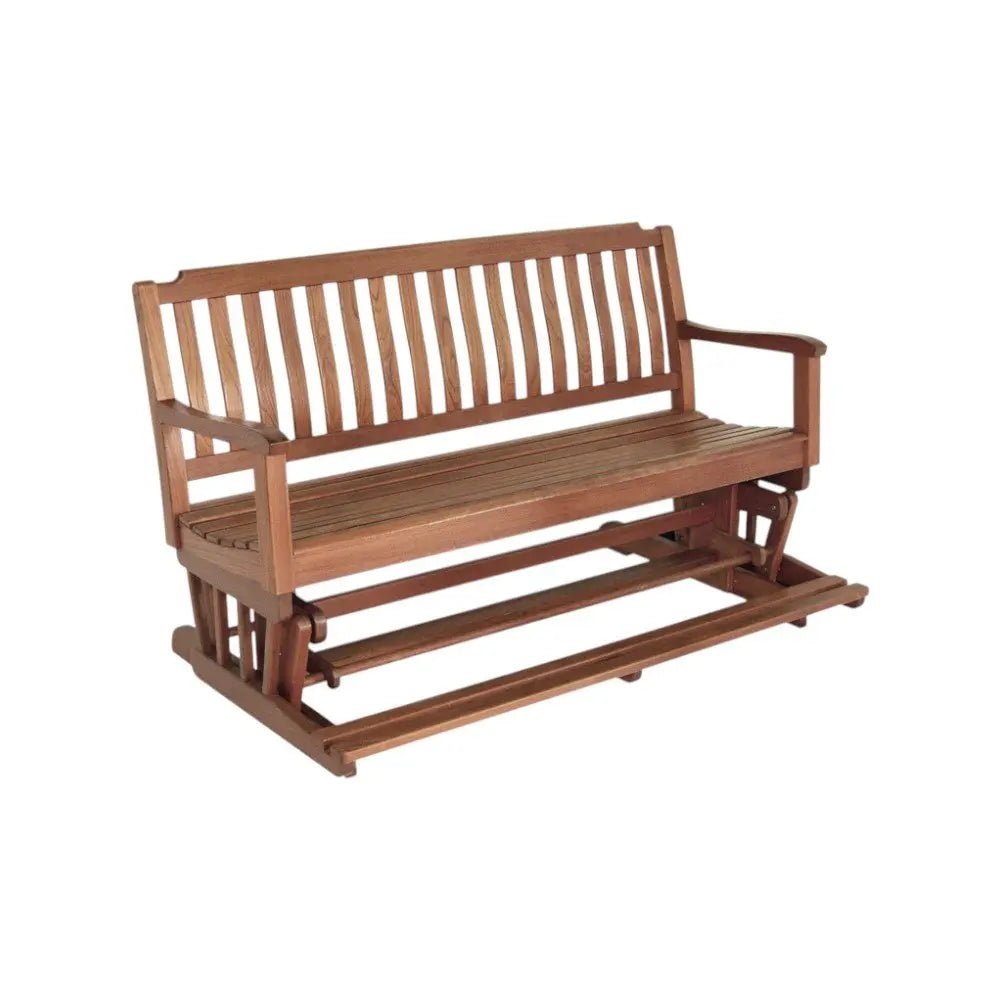 60" Brown Solid Teak Outdoor Glider Bench - NOBLE HOME INTERIORS