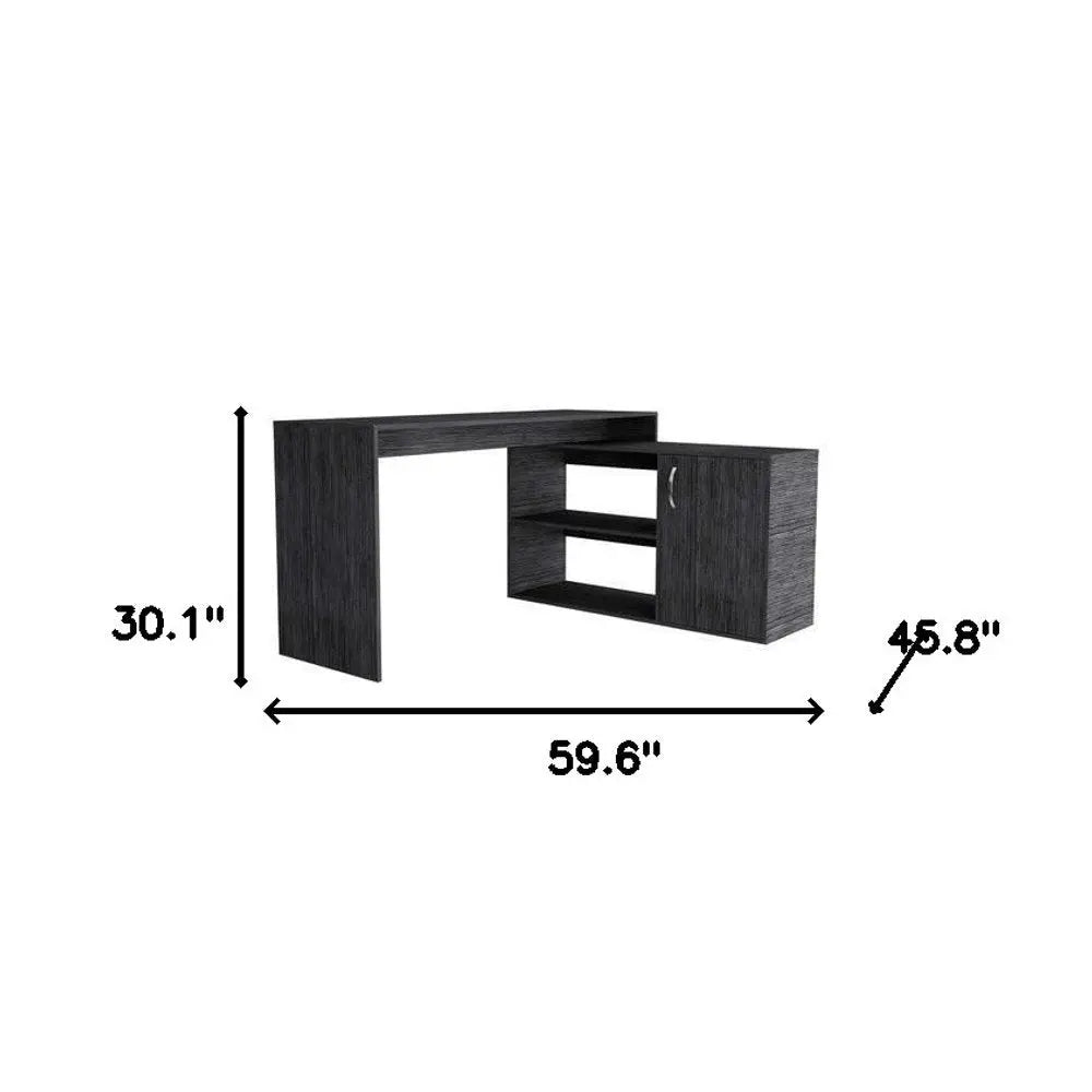 60" Gray L Shape Computer Desk - NOBLE HOME INTERIORS