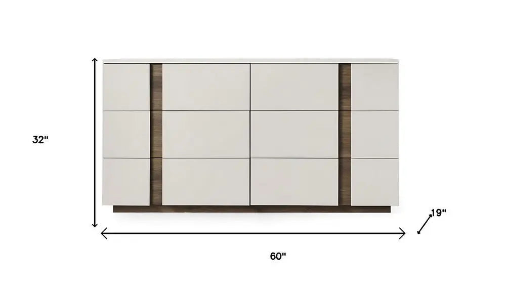 60" Gray Wood Six Drawer Double Dresser - NOBLE HOME INTERIORS