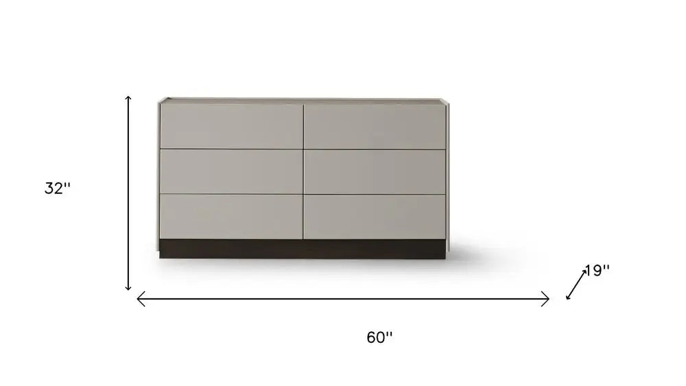 60" Gray Wood Six Drawer Double Dresser - NOBLE HOME INTERIORS