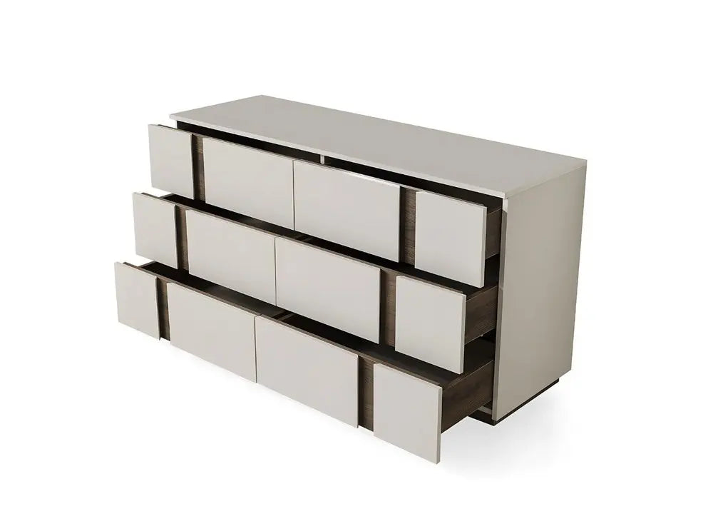 60" Gray Wood Six Drawer Double Dresser - NOBLE HOME INTERIORS