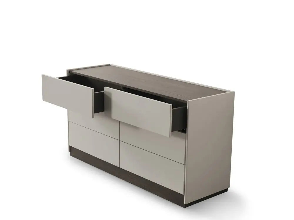 60" Gray Wood Six Drawer Double Dresser - NOBLE HOME INTERIORS