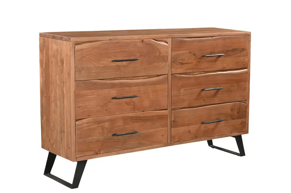 60" Natural Live Edge Solid Wood Six Drawer Double Dresser - NOBLE HOME INTERIORS