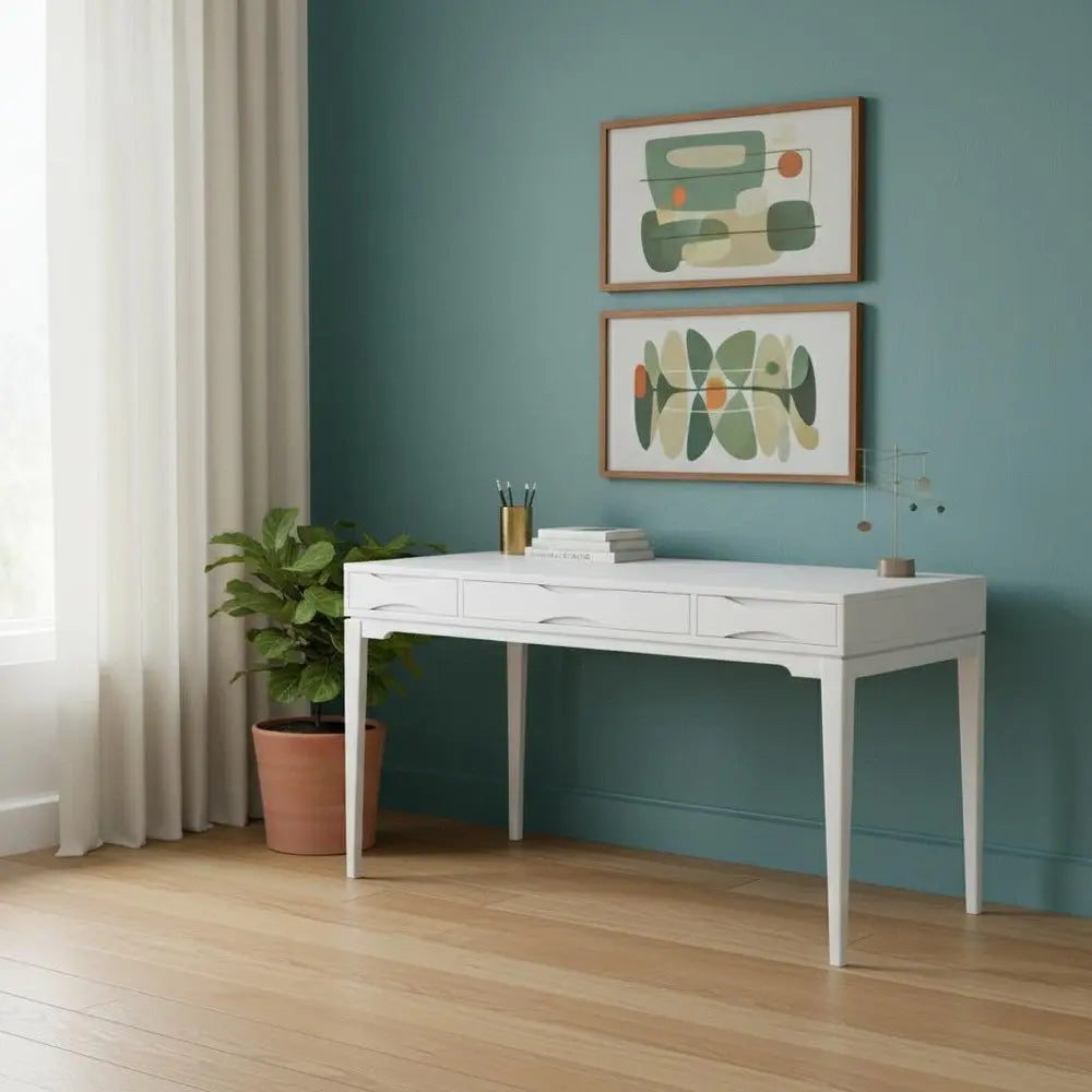 60" White Wood Computer Desk - NOBLE HOME INTERIORS