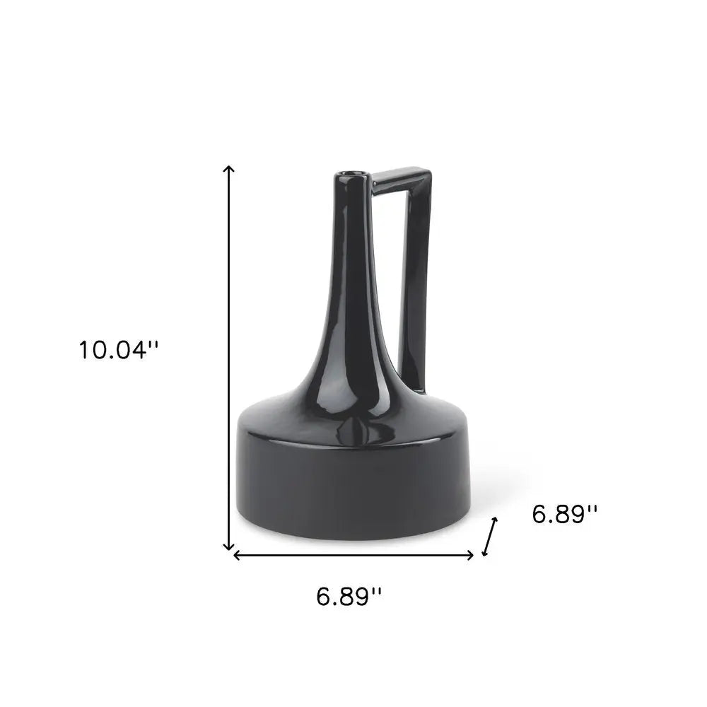 10" Black Ceramic Jug Vase HomeRoots