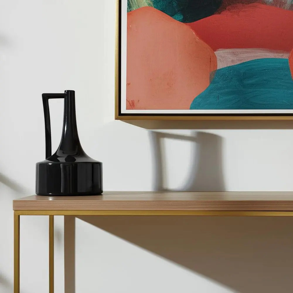 10" Black Ceramic Jug Vase HomeRoots