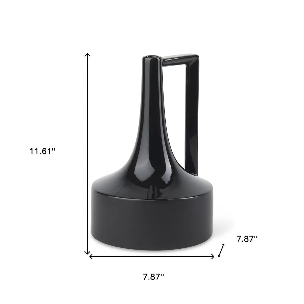 12" Black Ceramic Jug Vase HomeRoots