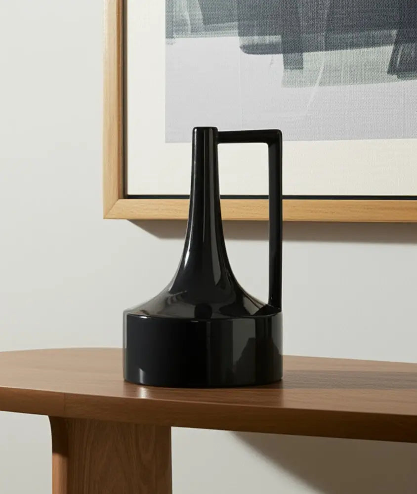 12" Black Ceramic Jug Vase HomeRoots