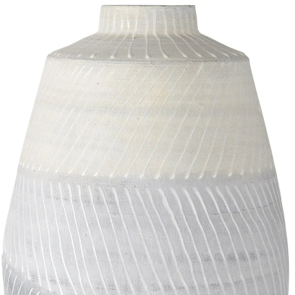 17" Cream And Gray Geometric Ceramic Table Vase HomeRoots