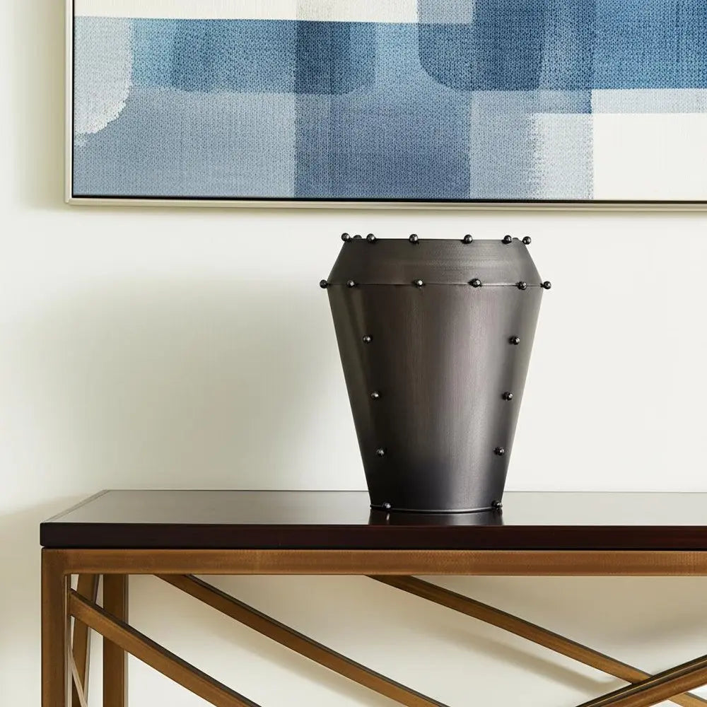 12" Gray Metal Table Vase HomeRoots