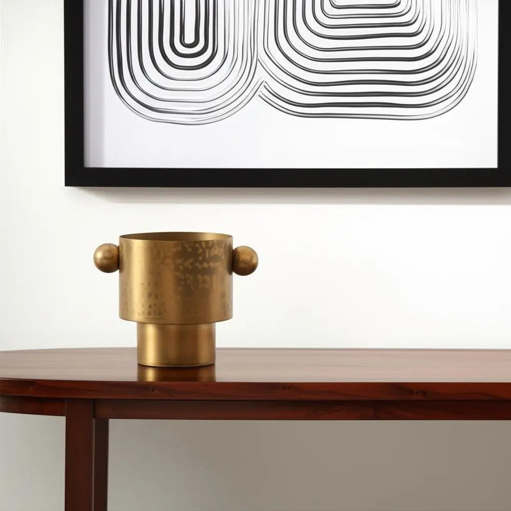 7" Gold Cast Iron Round Table Vase HomeRoots