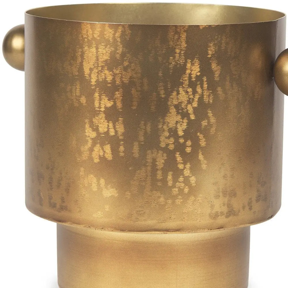 9" Gold Cast Iron Round Table Vase HomeRoots