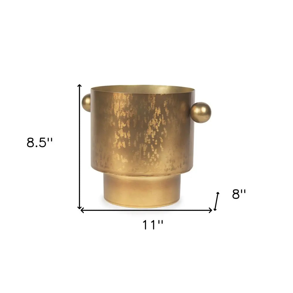 9" Gold Cast Iron Round Table Vase HomeRoots