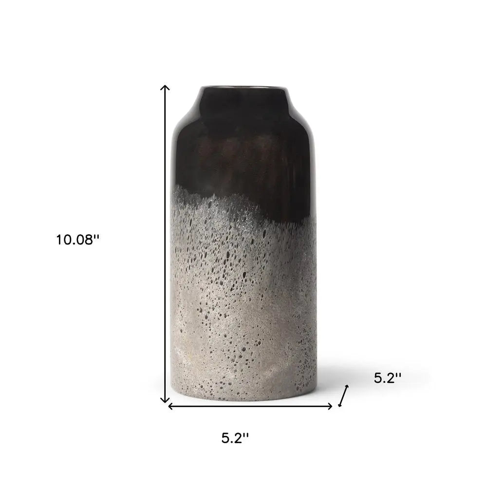 10" Black And Gray Abstract Glass Cylinder Table Vase HomeRoots