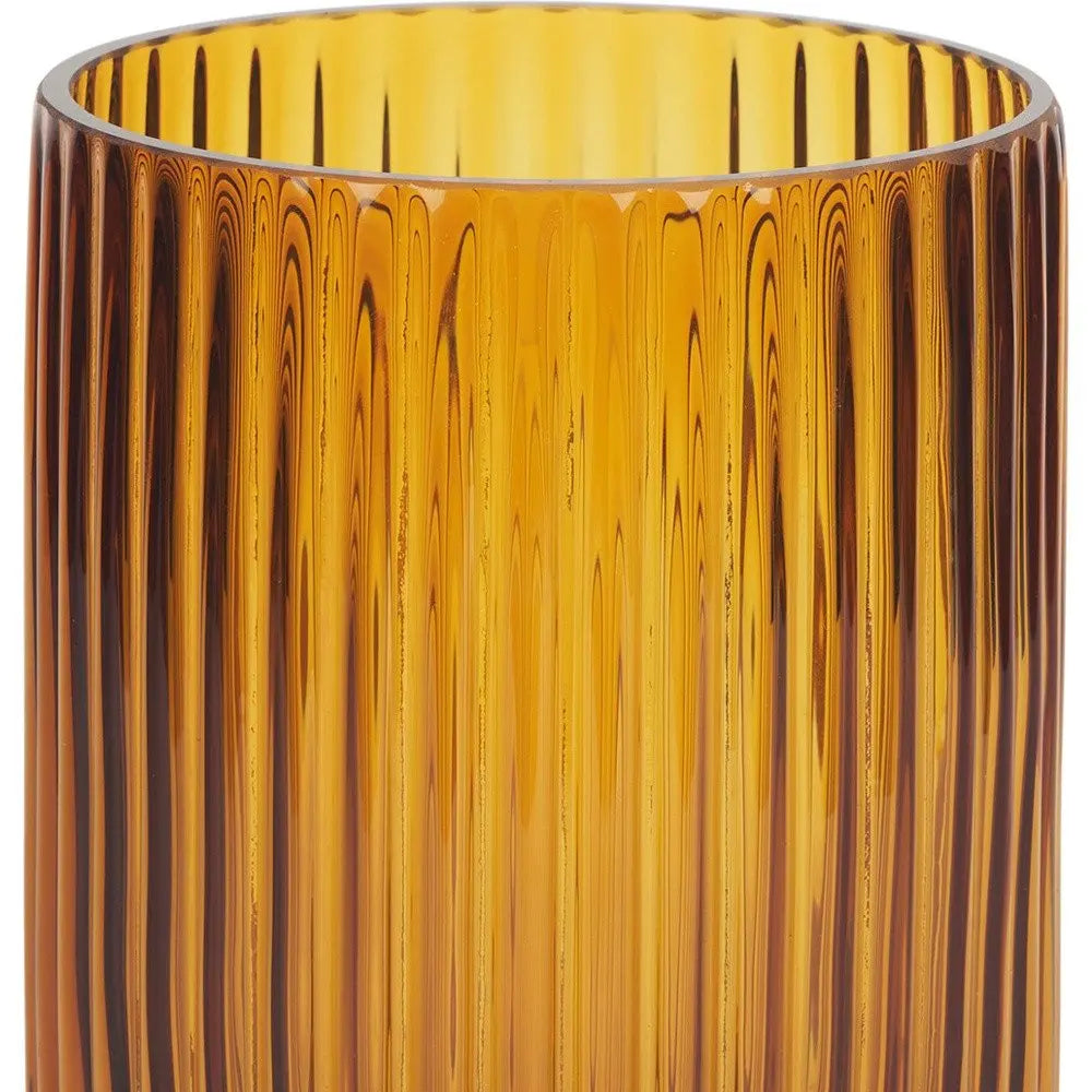 8" Amber Cylinder Ribbed Glass Table Vase HomeRoots