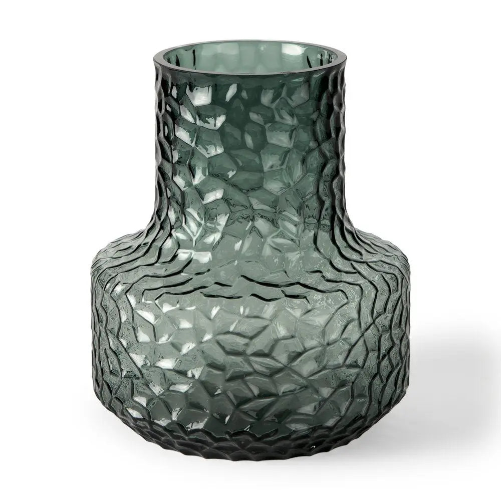 7" Green Faceted Glass Table Vase HomeRoots