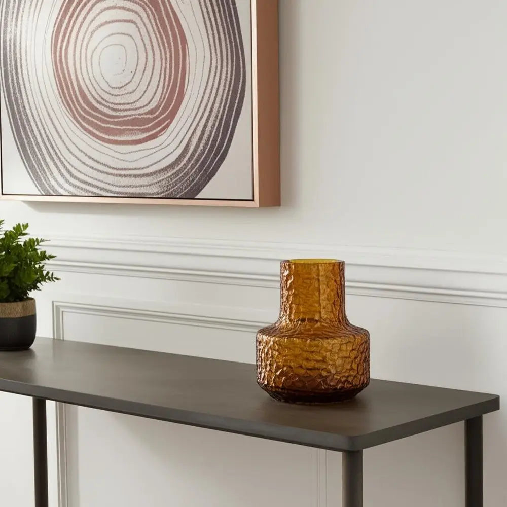 7" Amber Glass Faceted Table Vase HomeRoots