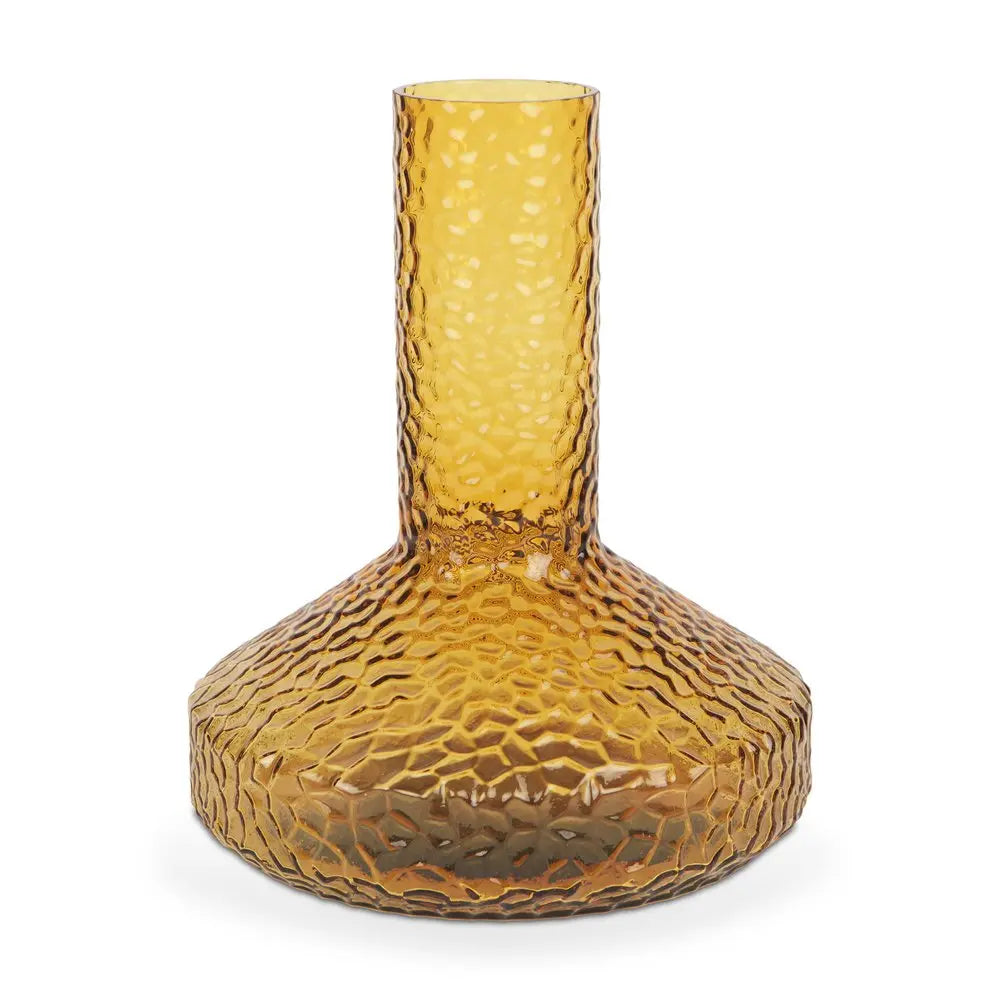 12" Amber Glass Faceted Table Vase HomeRoots