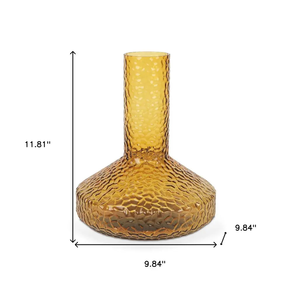 12" Amber Glass Faceted Table Vase HomeRoots
