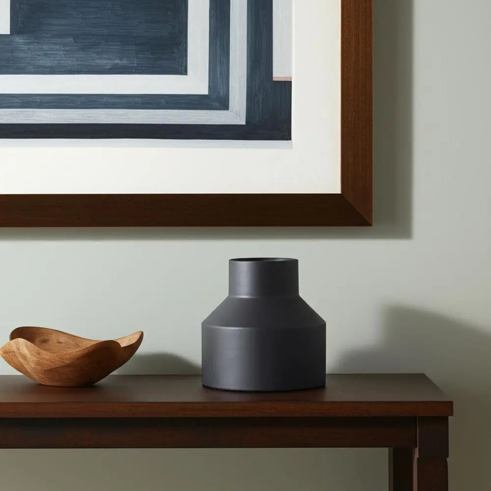 8" Black Tulip Metal Table Vase HomeRoots