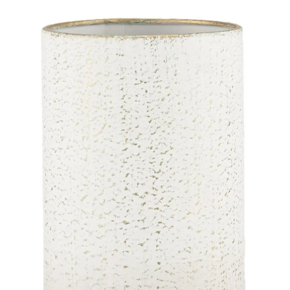 13" Off White And Gold Metal Cylinder Table Vase HomeRoots