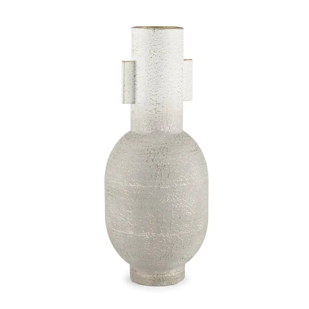 16" Off White And Gold Metal Table Vase HomeRoots