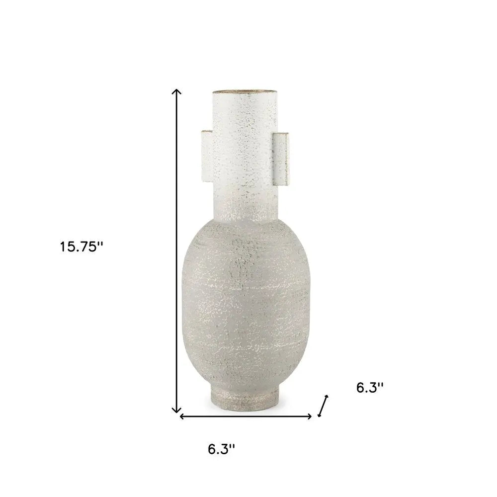 16" Off White And Gold Metal Table Vase HomeRoots