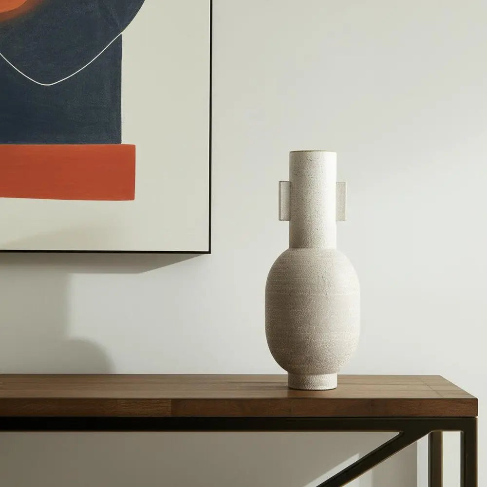 16" Off White And Gold Metal Table Vase HomeRoots