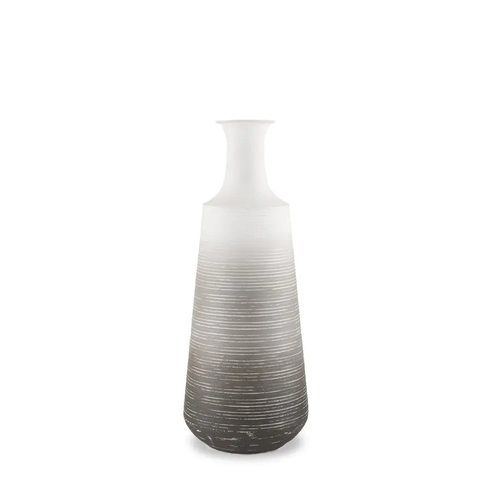20" Gray And White Ombre Metal Table Vase HomeRoots