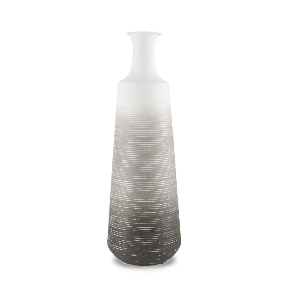 24" Gray And White Ombre Metal Table Vase HomeRoots