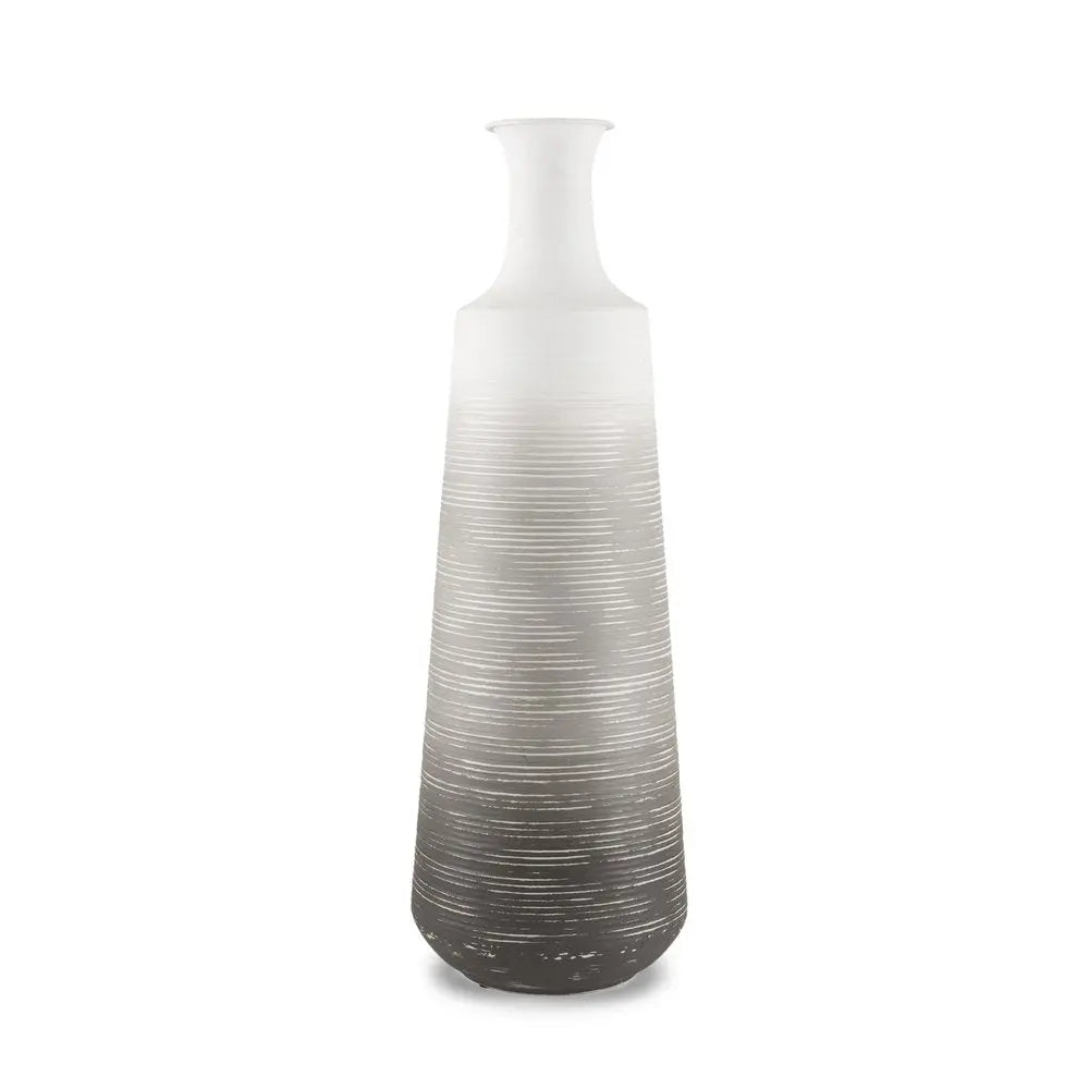 24" Gray And White Ombre Metal Table Vase HomeRoots