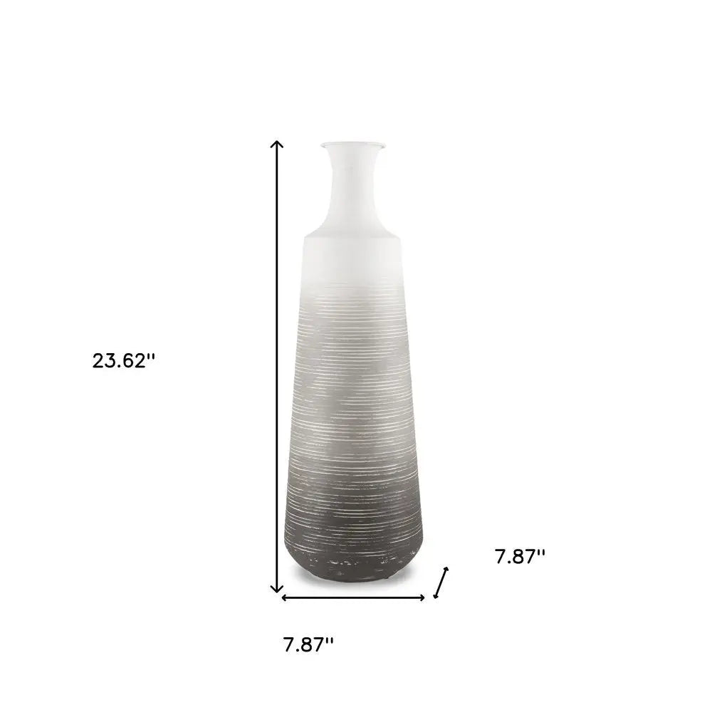 24" Gray And White Ombre Metal Table Vase HomeRoots