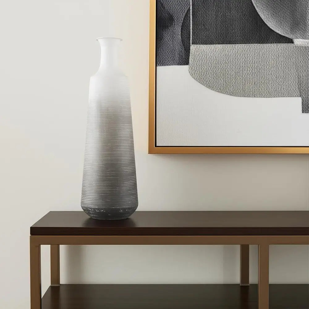 24" Gray And White Ombre Metal Table Vase HomeRoots