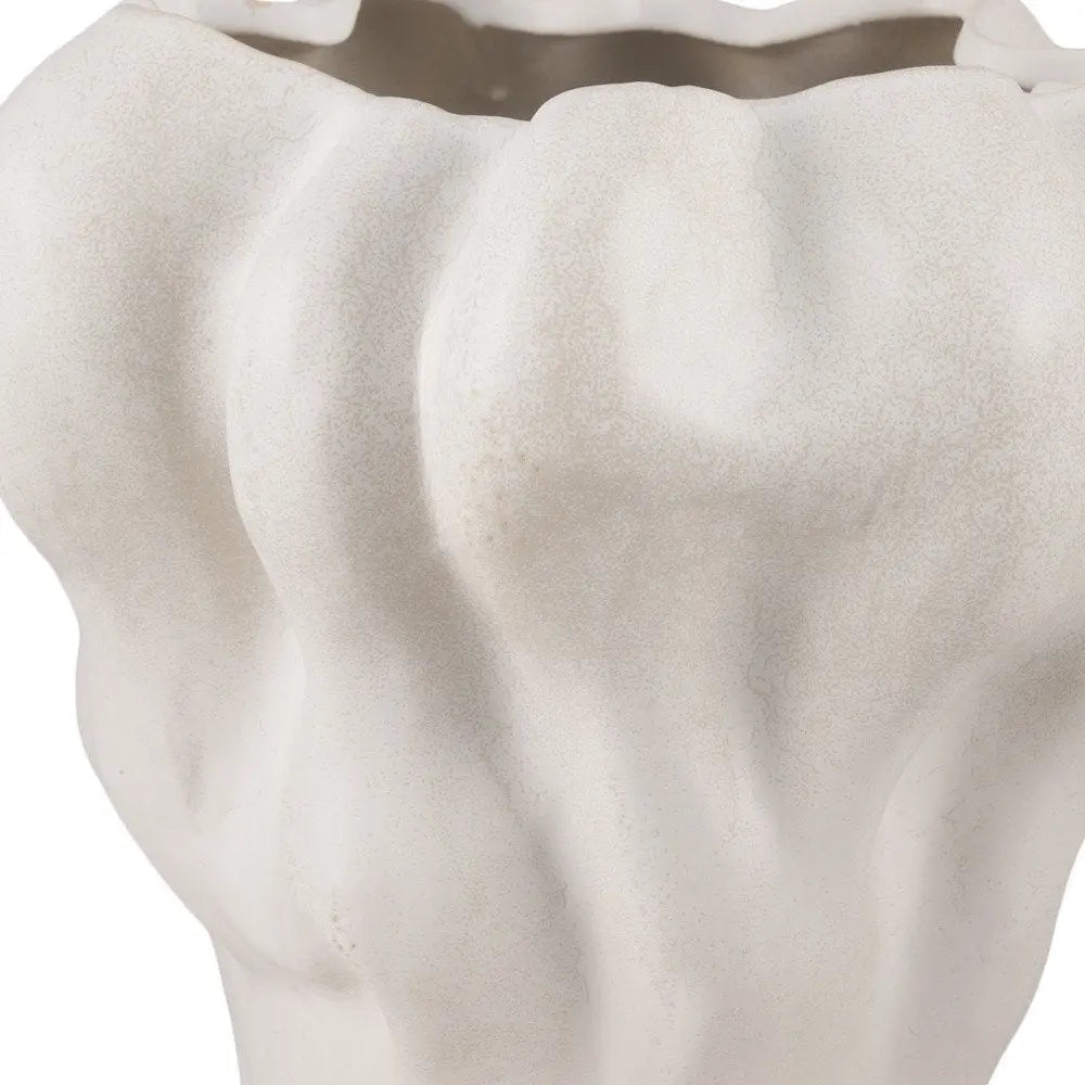 12" Cream Abstract Sculptural Ceramic Table Vase HomeRoots