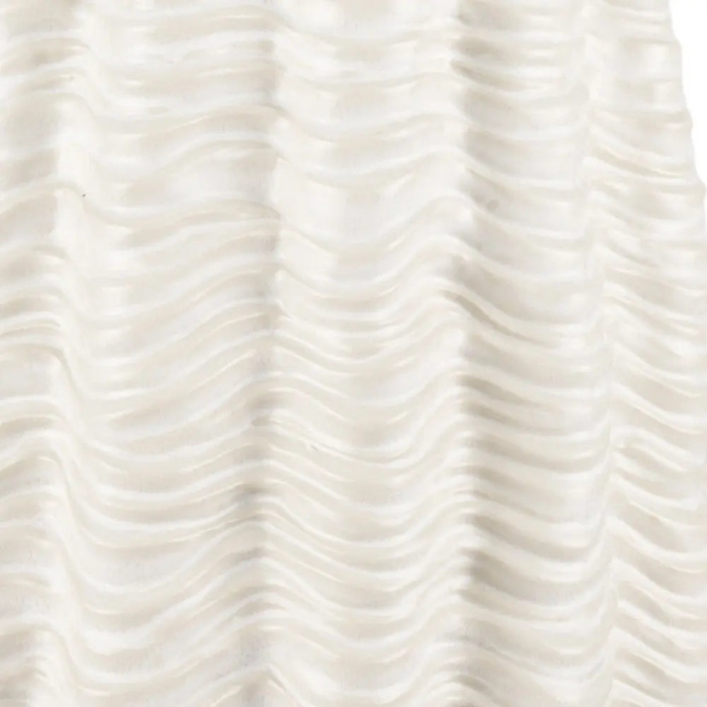 24" Cream Cylinder Ceramic Sculptural Waves Table Vase HomeRoots