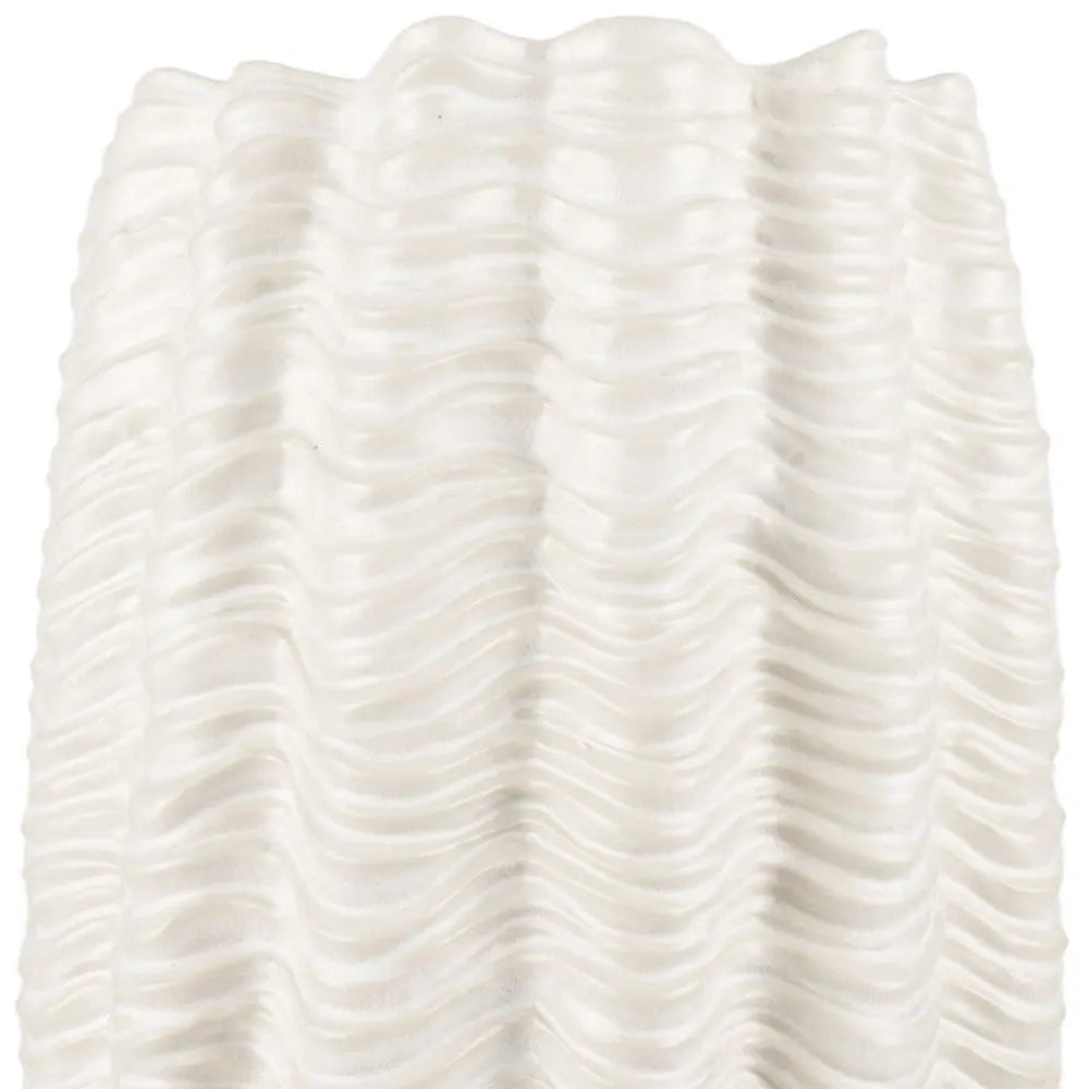 24" Cream Cylinder Ceramic Sculptural Waves Table Vase HomeRoots