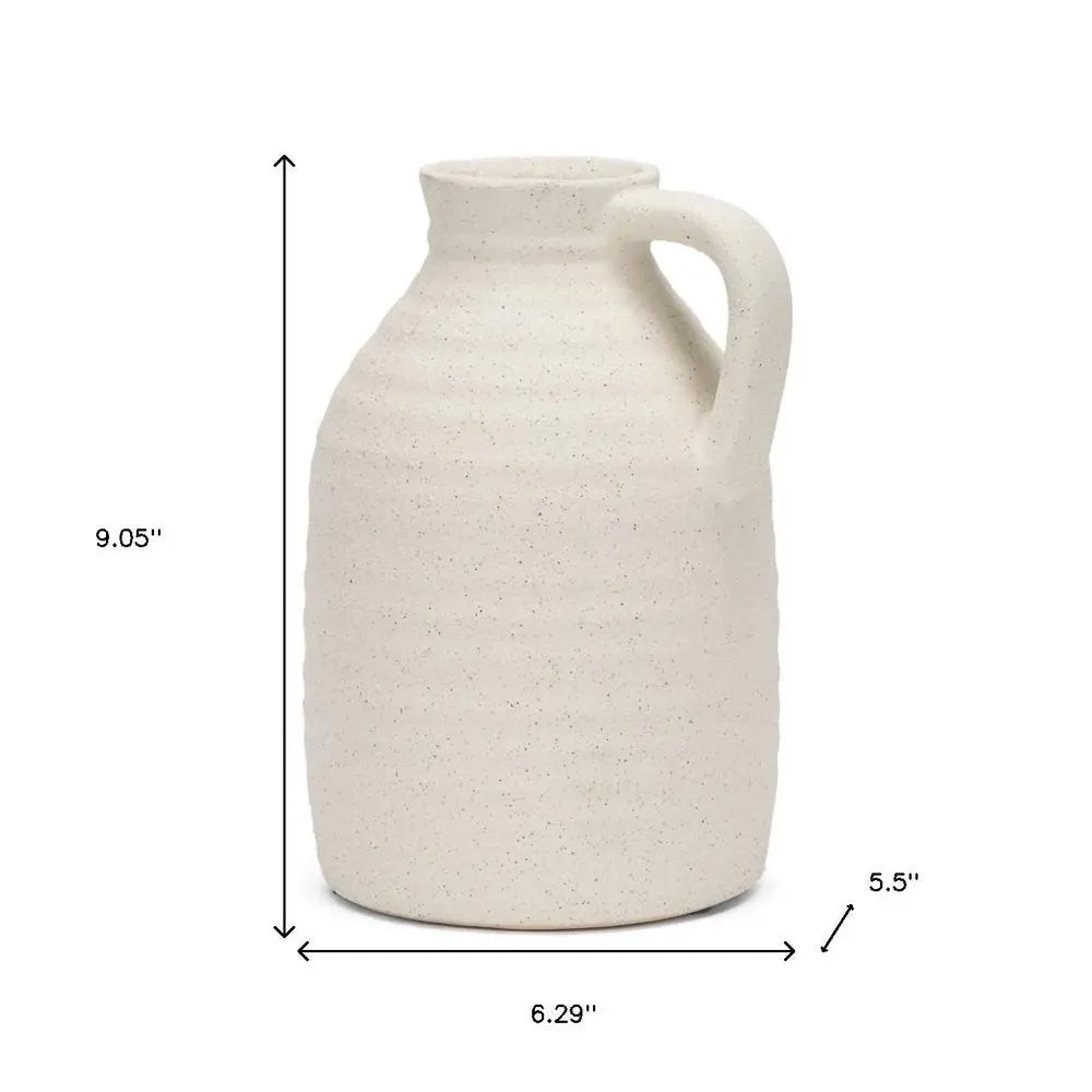 9" Off White Ceramic Jug Table Vase HomeRoots