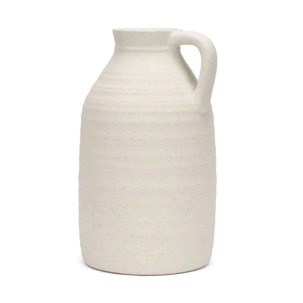 15" Off White Ceramic Jug Table Vase HomeRoots