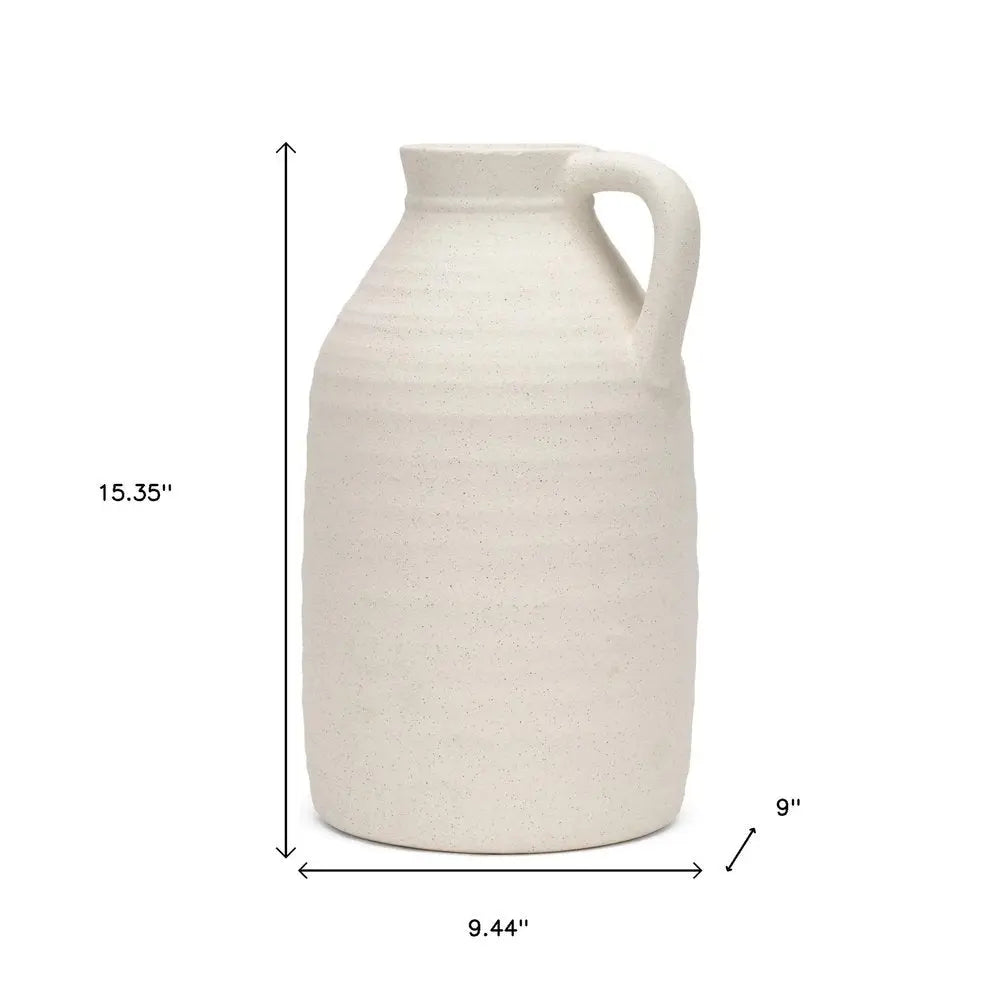 15" Off White Ceramic Jug Table Vase HomeRoots