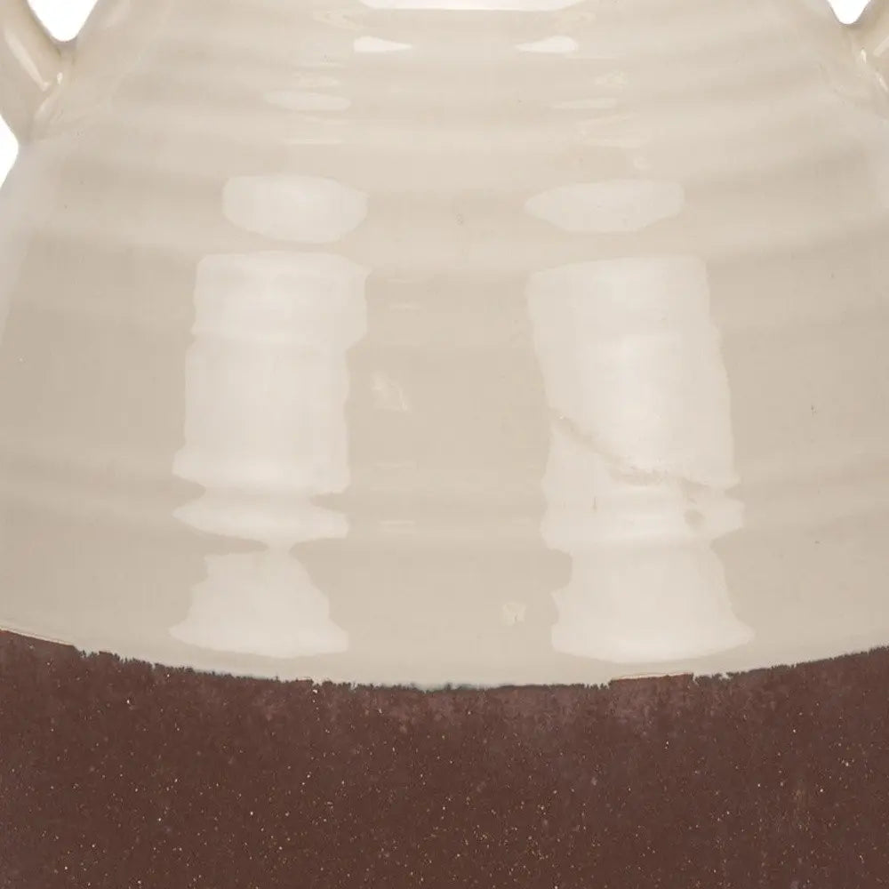 11" Brown And Cream Ceramic Amphora Table Vase HomeRoots