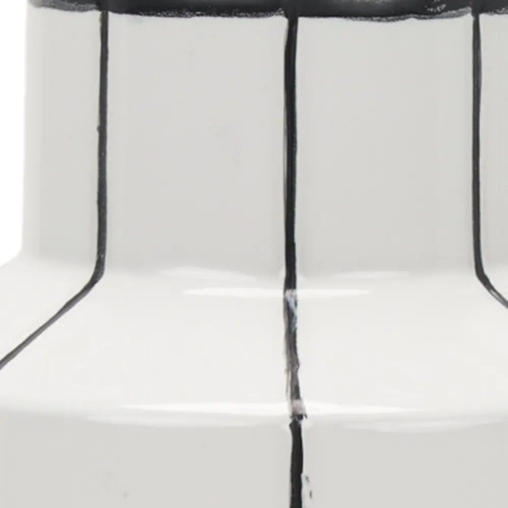 13" White And Black Striped Ceramic Cylinder Table Vase HomeRoots