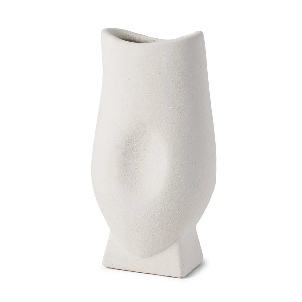 11" White Ceramic Sculptural Table Vase HomeRoots