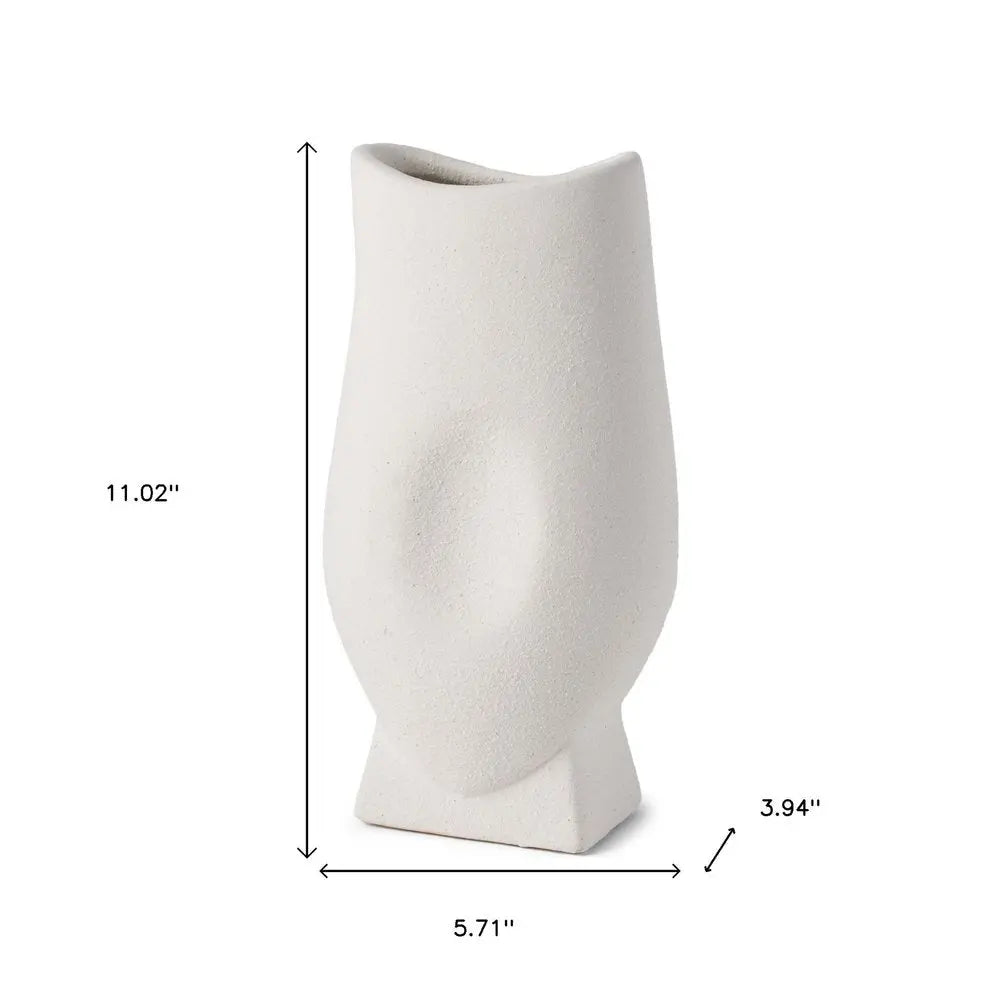11" White Ceramic Sculptural Table Vase HomeRoots