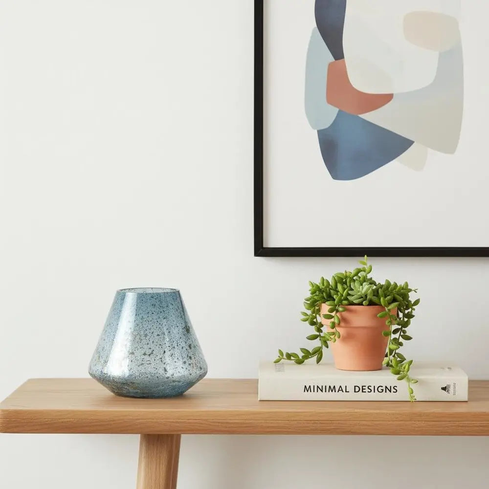 7" Blue Seeded Glass Round Table Vase HomeRoots