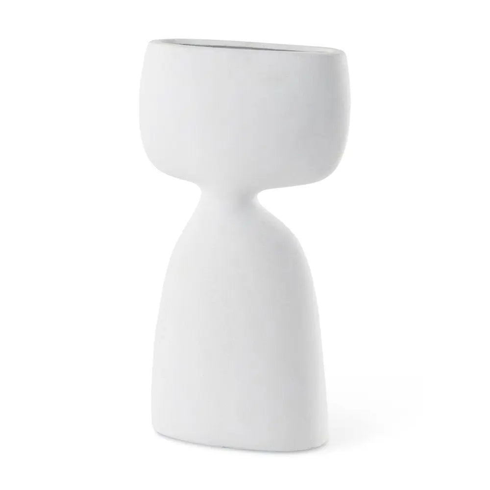 12" White Ceramic Sculptural Table Vase HomeRoots