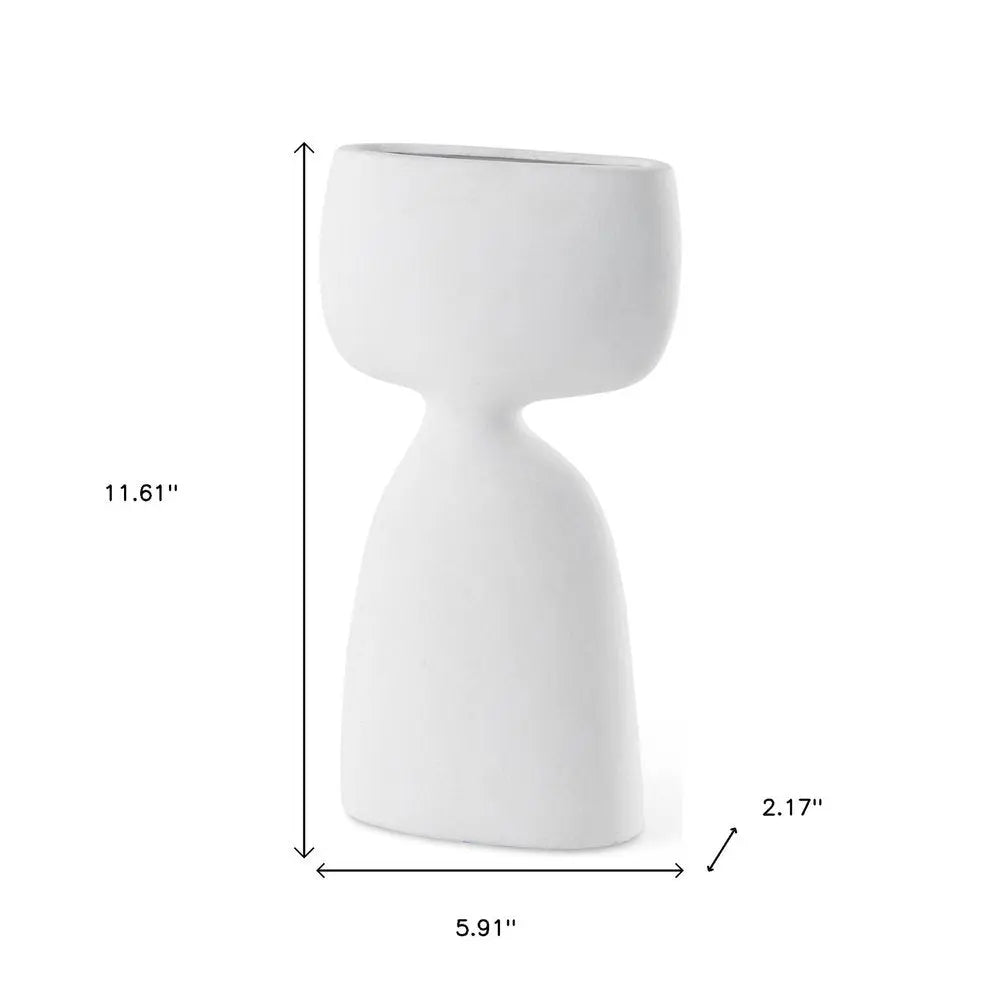 12" White Ceramic Sculptural Table Vase HomeRoots