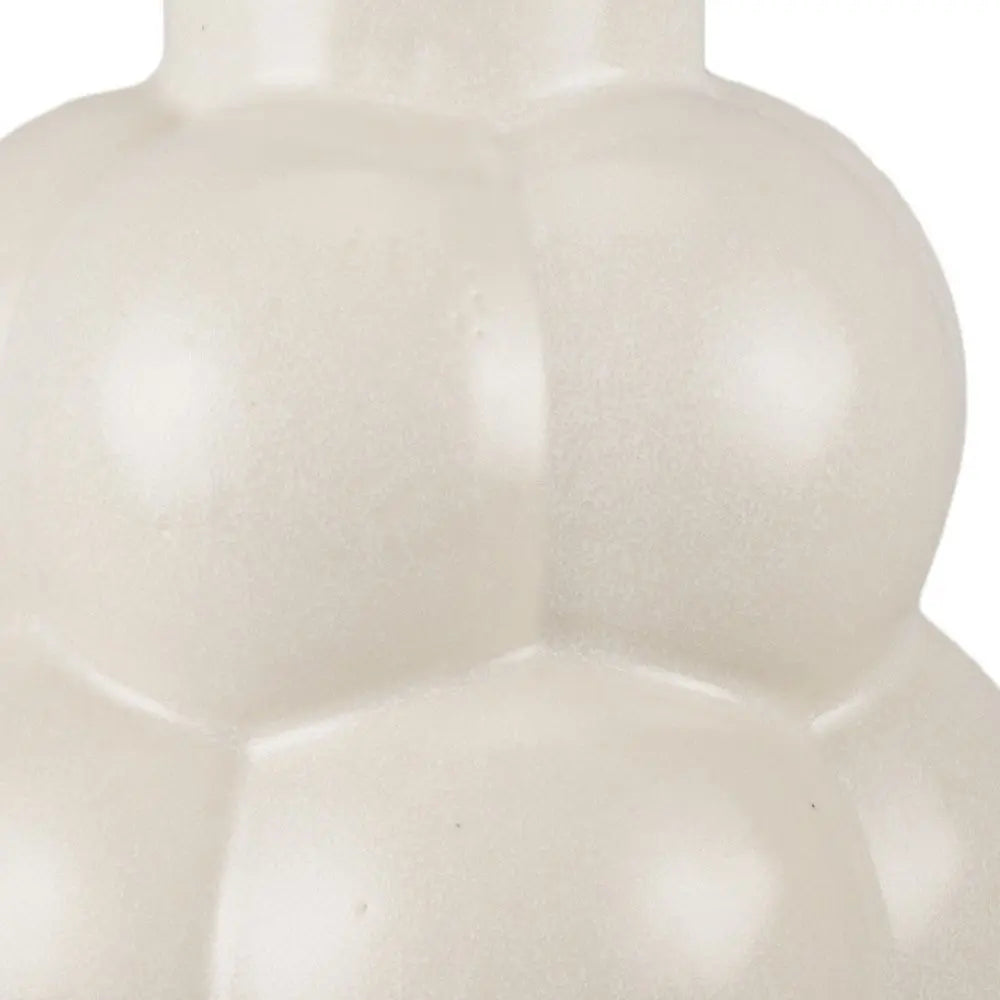 14" Cream Ceramic Bulbous Table Vase HomeRoots