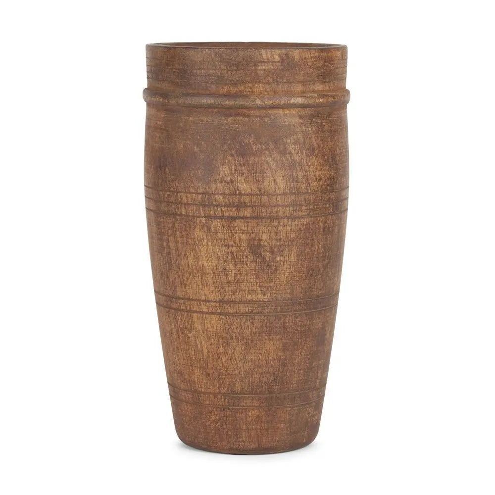 11" Brown Distressed Wood Cylinder Table Vase HomeRoots